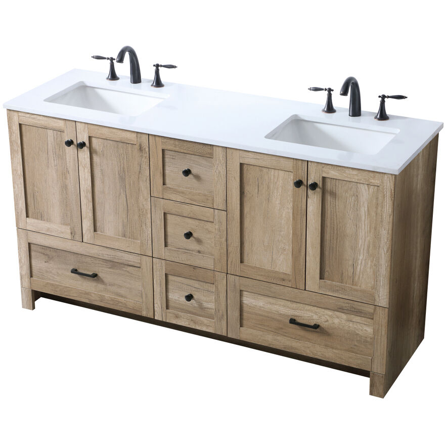 Soma 60 X 19 X 34 inch Natural Oak Vanity Sink Set in 2