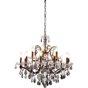 Elena 15 Light 30 inch Rustic Intent Chandelier Ceiling Light in Silver Shade, Urban Classic
