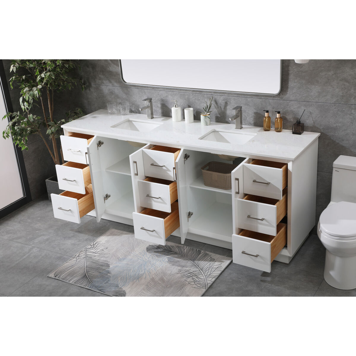 Hayes 84 X 22 X 35 inch White Vanity Sink Set