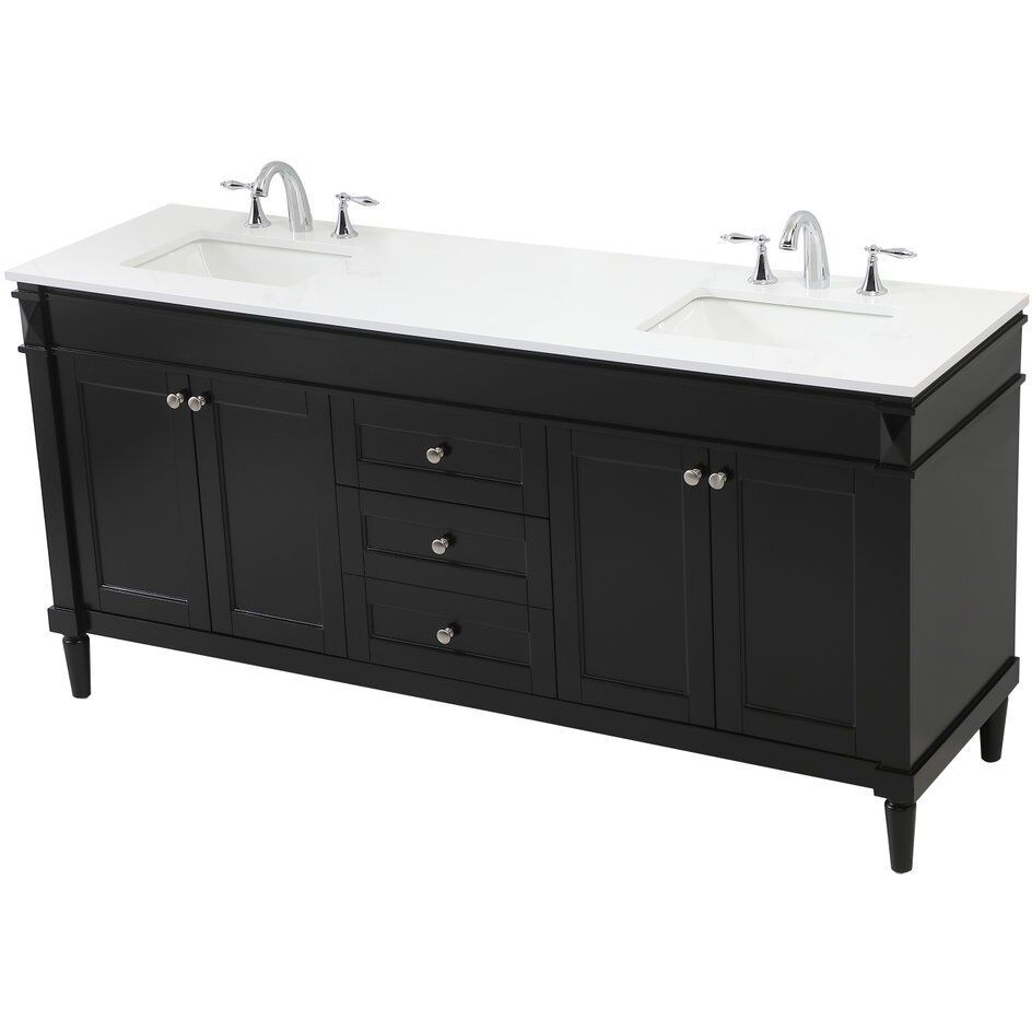 Bennett 72 X 21 X 35 inch Black Vanity Sink Set