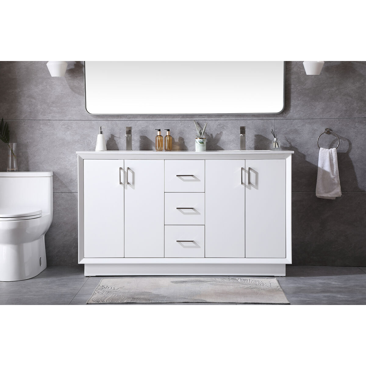 Hayes 60 X 22 X 35 inch White Vanity Sink Set