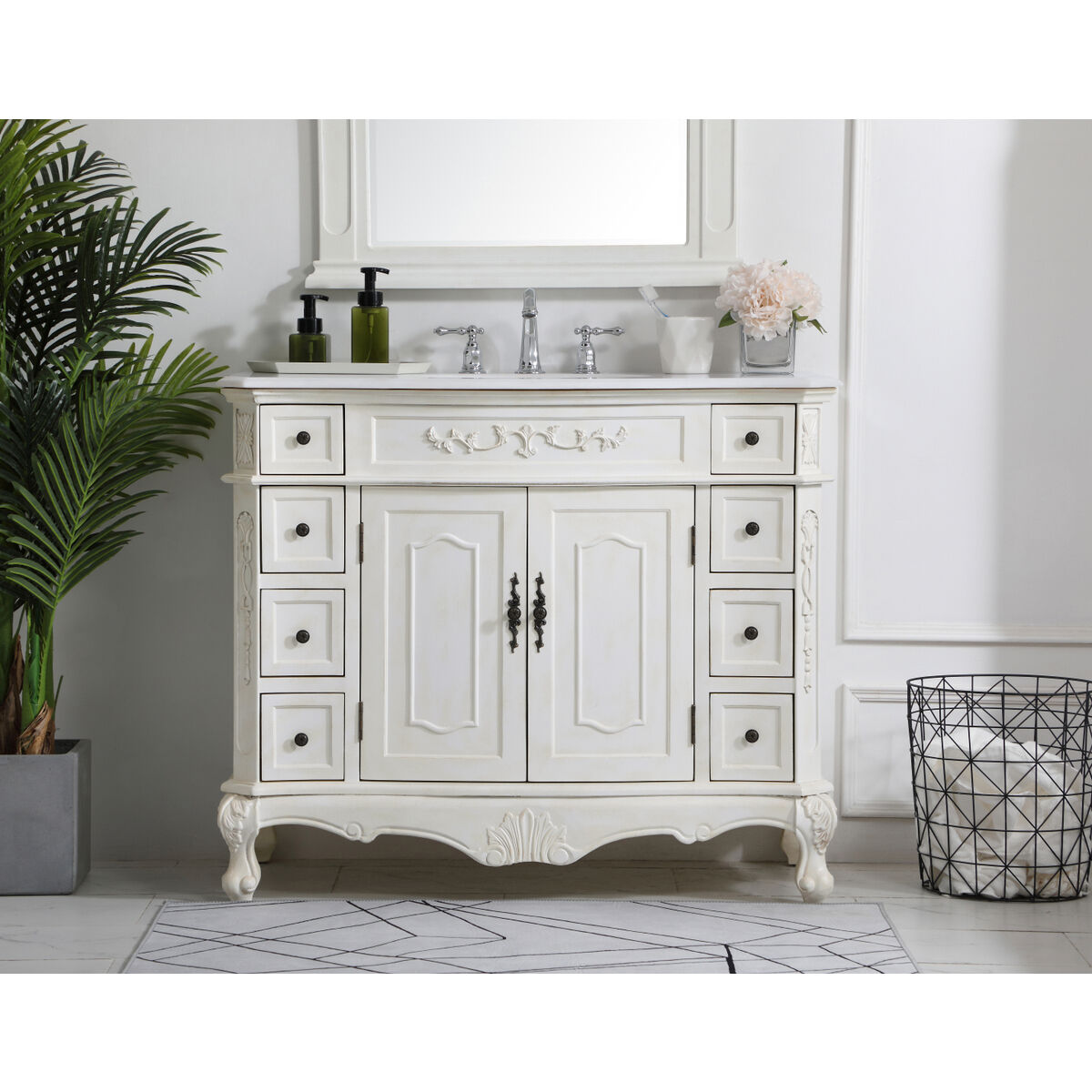 Danville 42 X 21 X 36 inch Antique White Vanity Sink Set