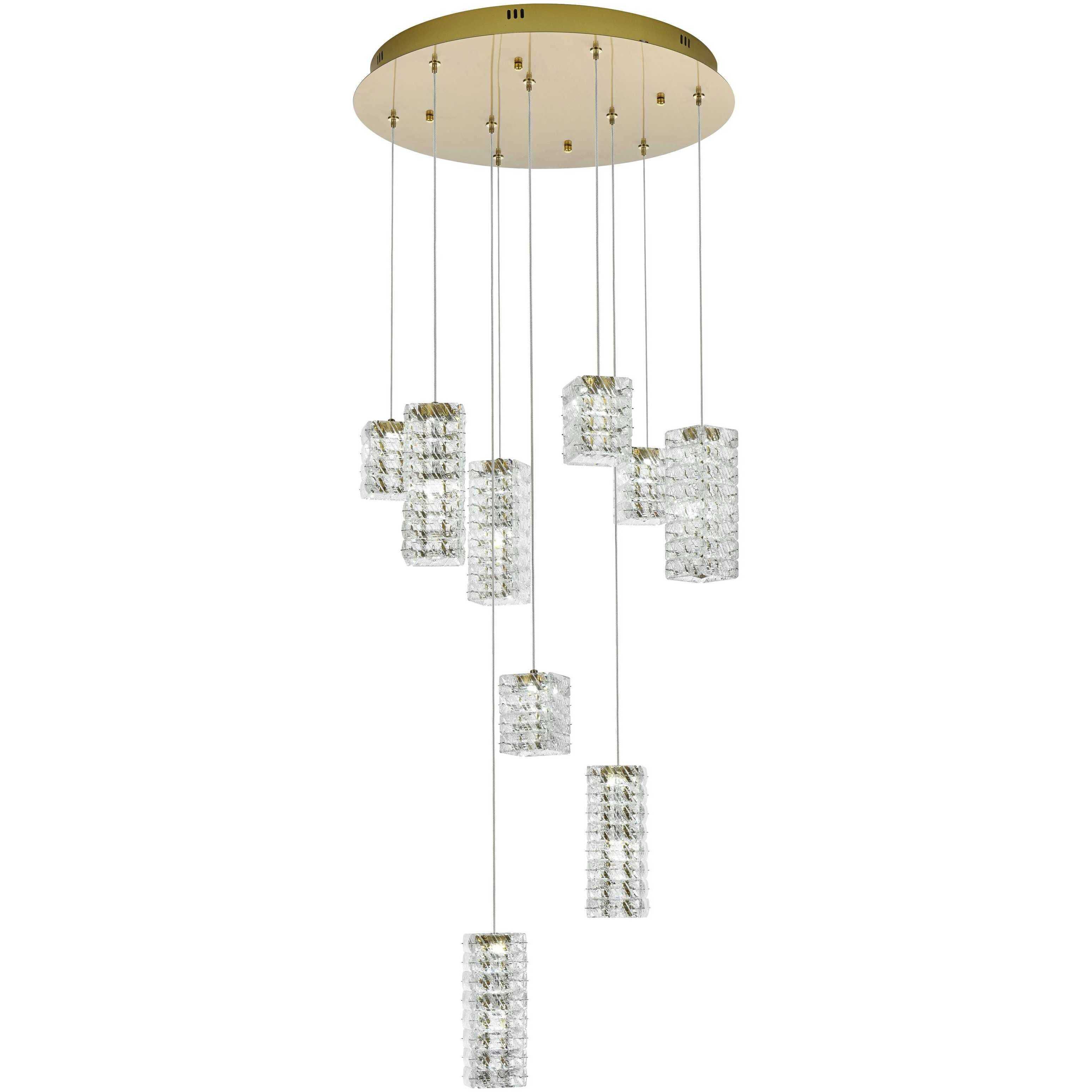 Aston 9 Light 24 inch Satin Gold Pendant Ceiling Light