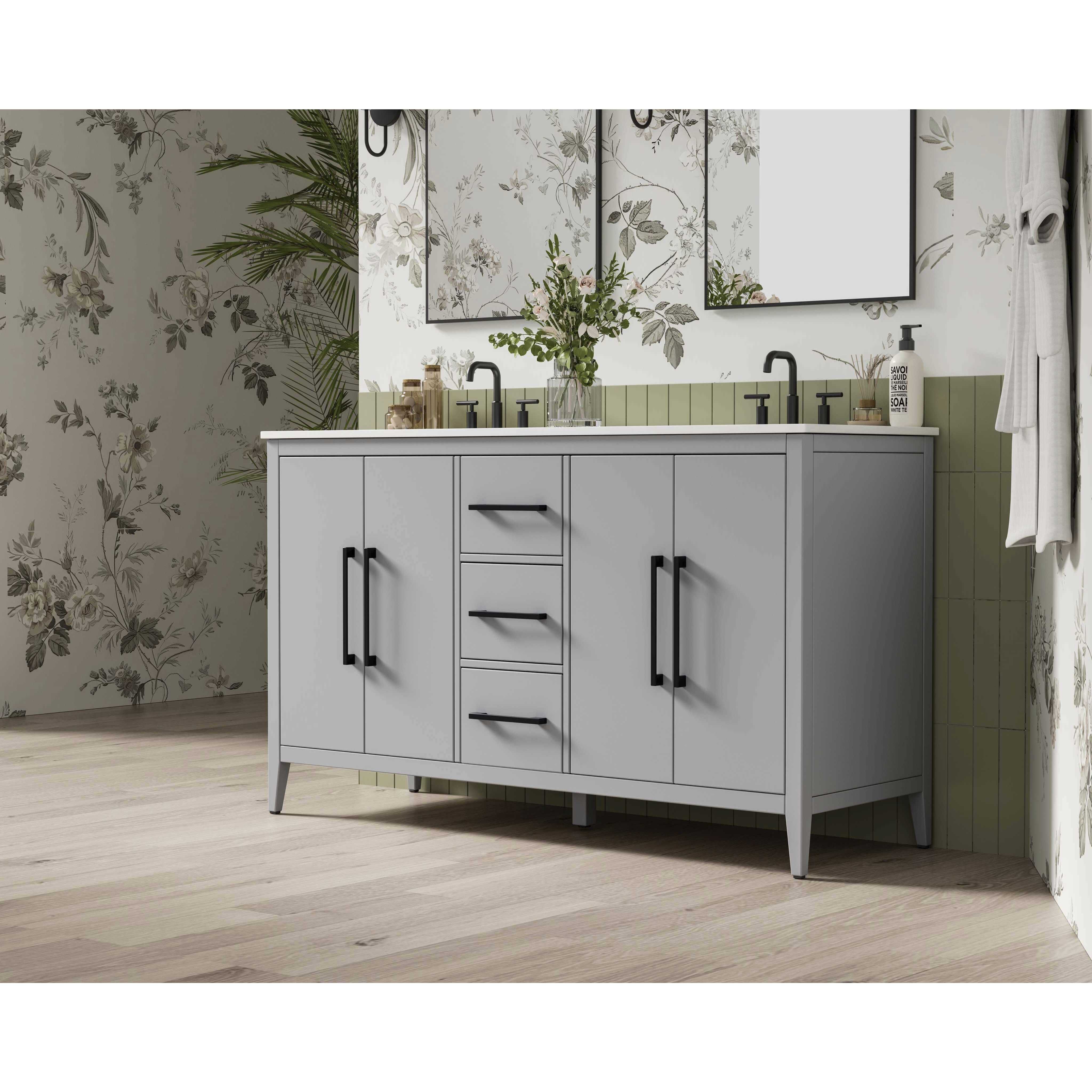 Millie 60 X 35 inch Grey Bathroom Vanity Cabinet