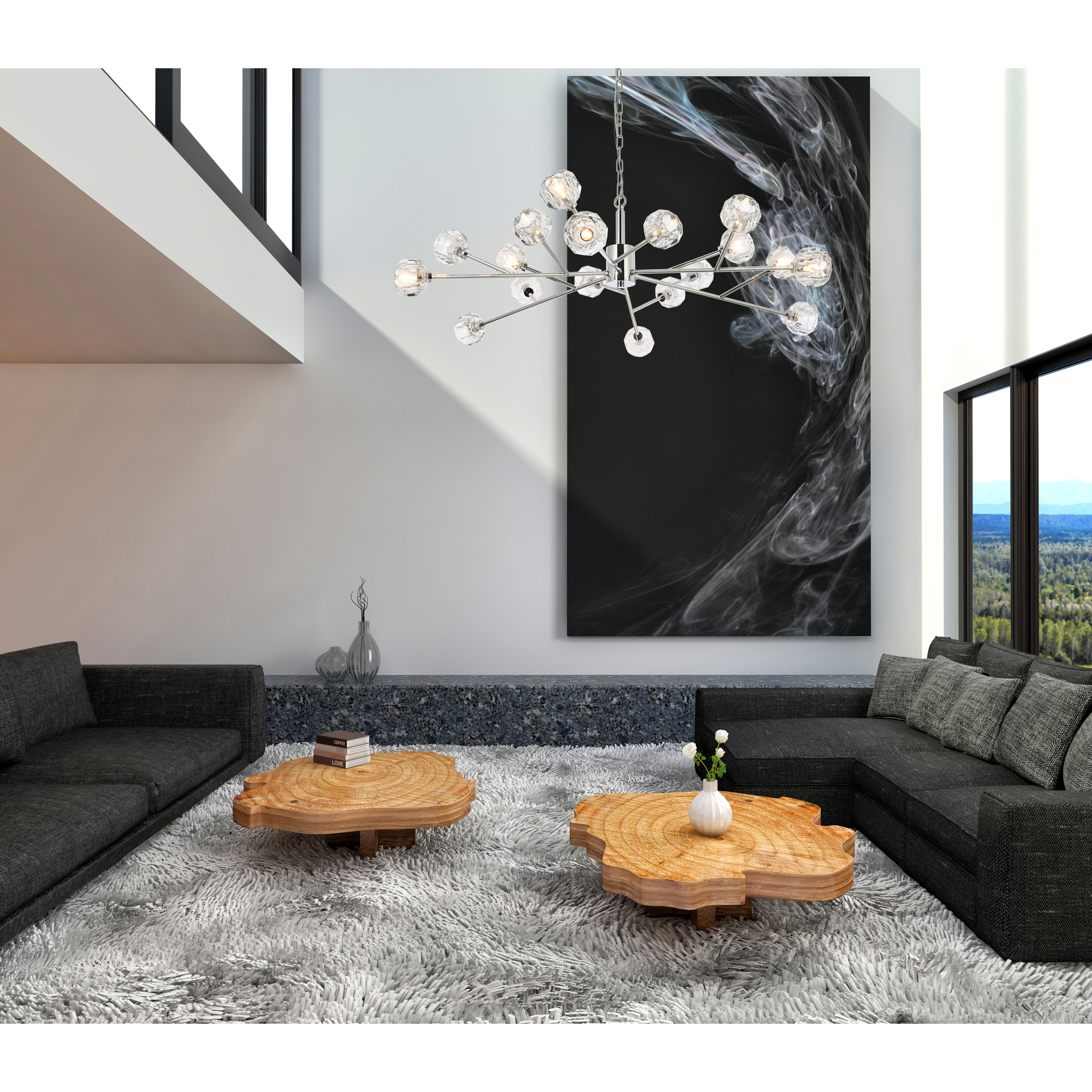 Graham 18 Light 48 inch Chrome Pendant Ceiling Light