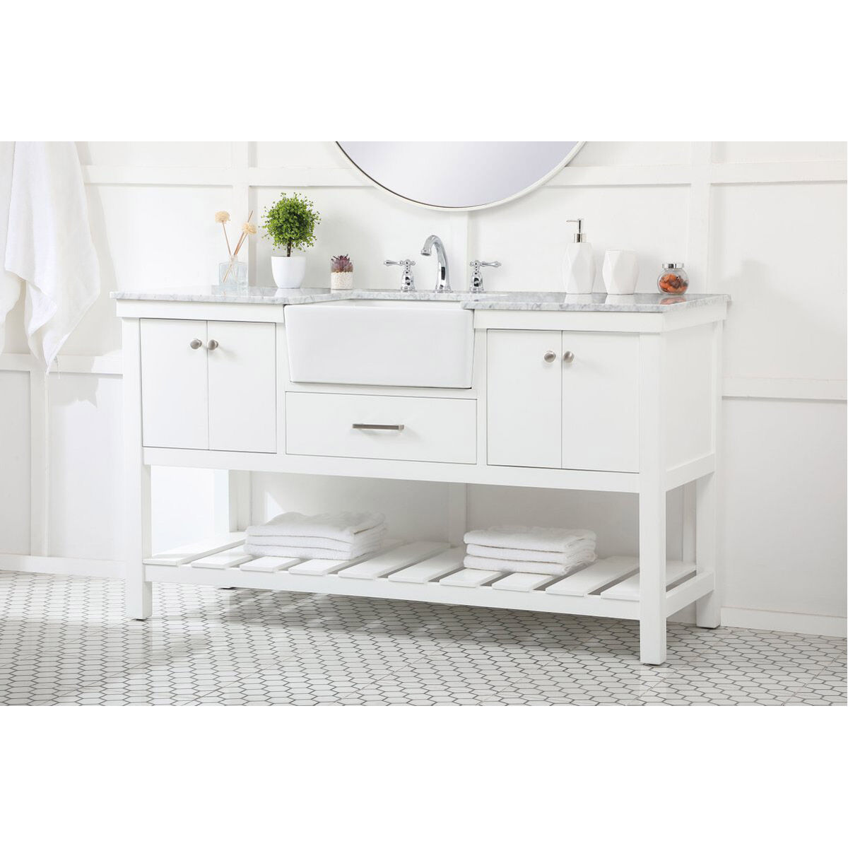 Clement 60 X 22 X 34 inch White Bathroom Vanity Cabinet