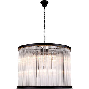 Royale 9 Light 36 inch Matte Black Pendant Ceiling Light, Urban Classic