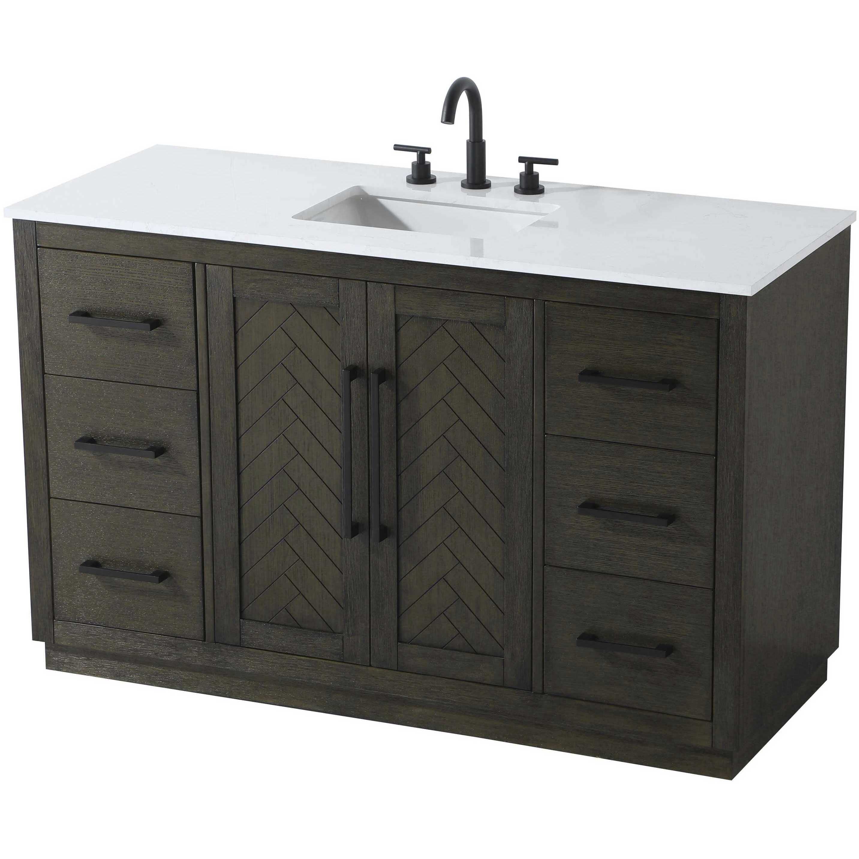Chase 54 X 34 inch Chocolate Oak Bathroom Vanity Cabinet