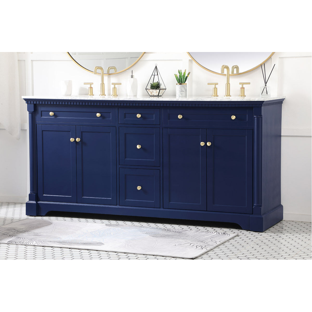 Clarence 72 X 21.5 X 35 inch Blue Vanity Sink Set