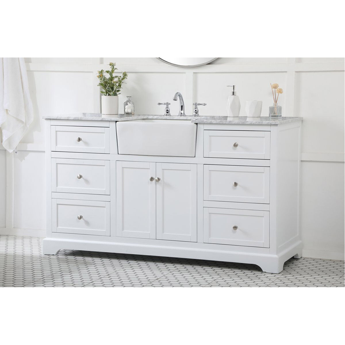 Franklin 60 X 22 X 35 inch White Bathroom Vanity Cabinet