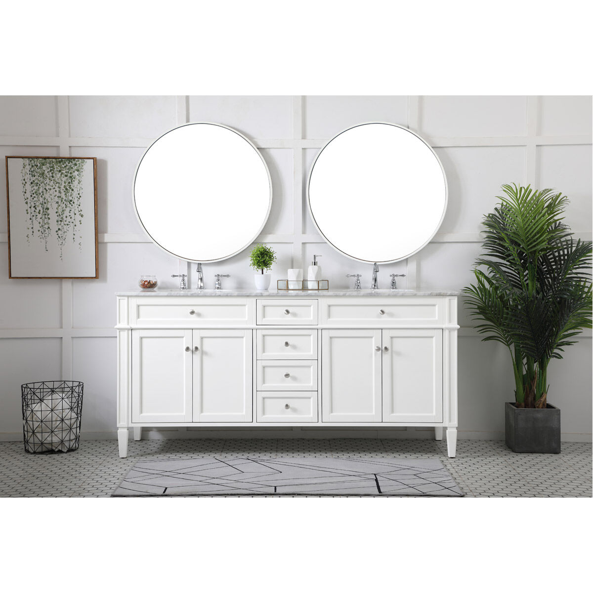 Park Avenue 72 X 21.5 X 35 inch White Vanity Sink Set