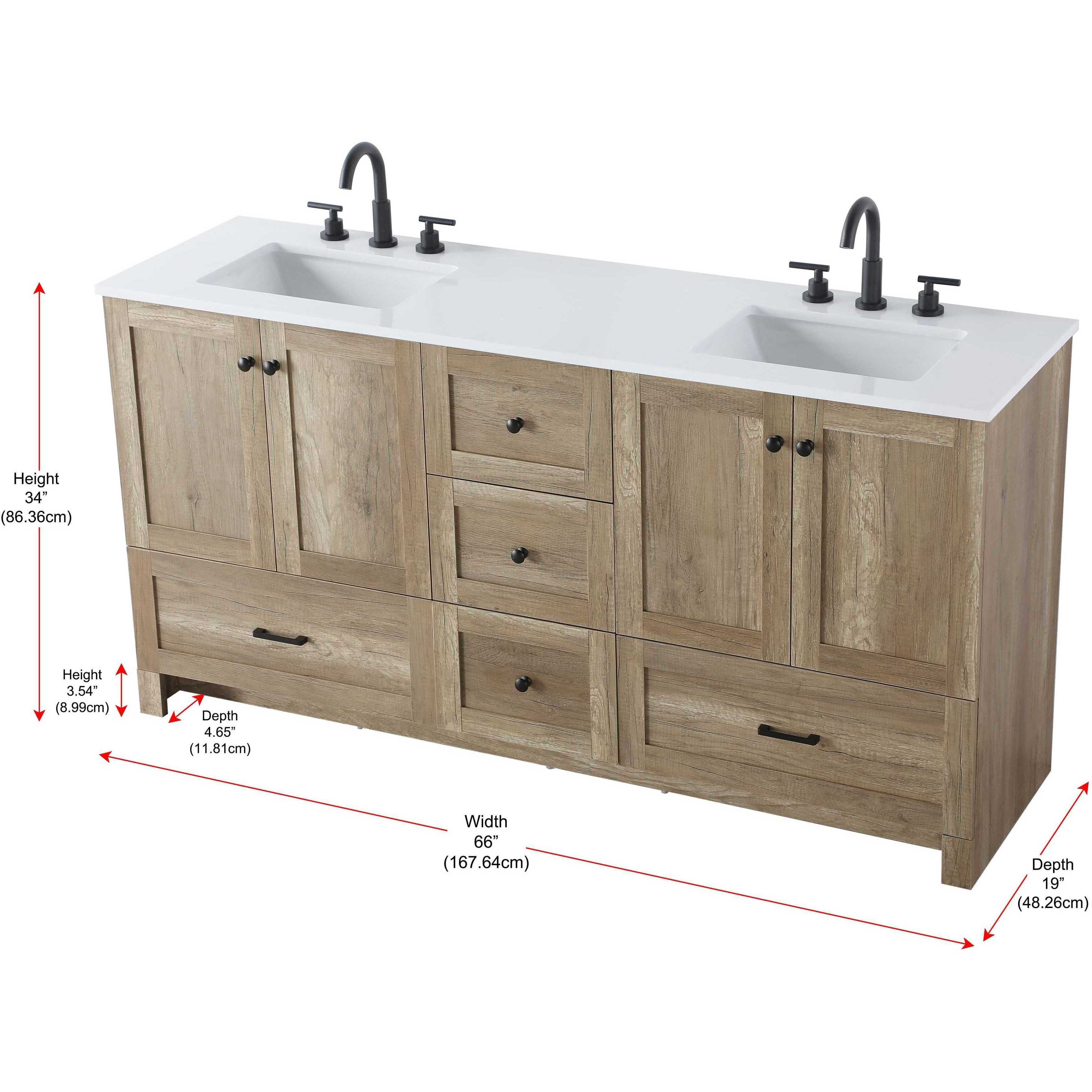 Soma 66 X 34 inch Natural Oak Bathroom Vanity Cabinet