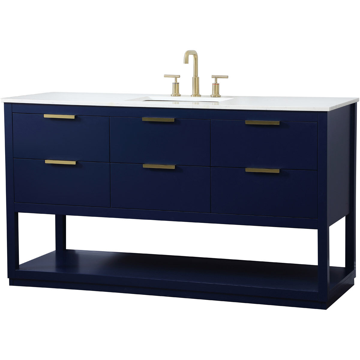 Larkin 60 X 22 X 34 inch Blue Vanity Sink Set in 1
