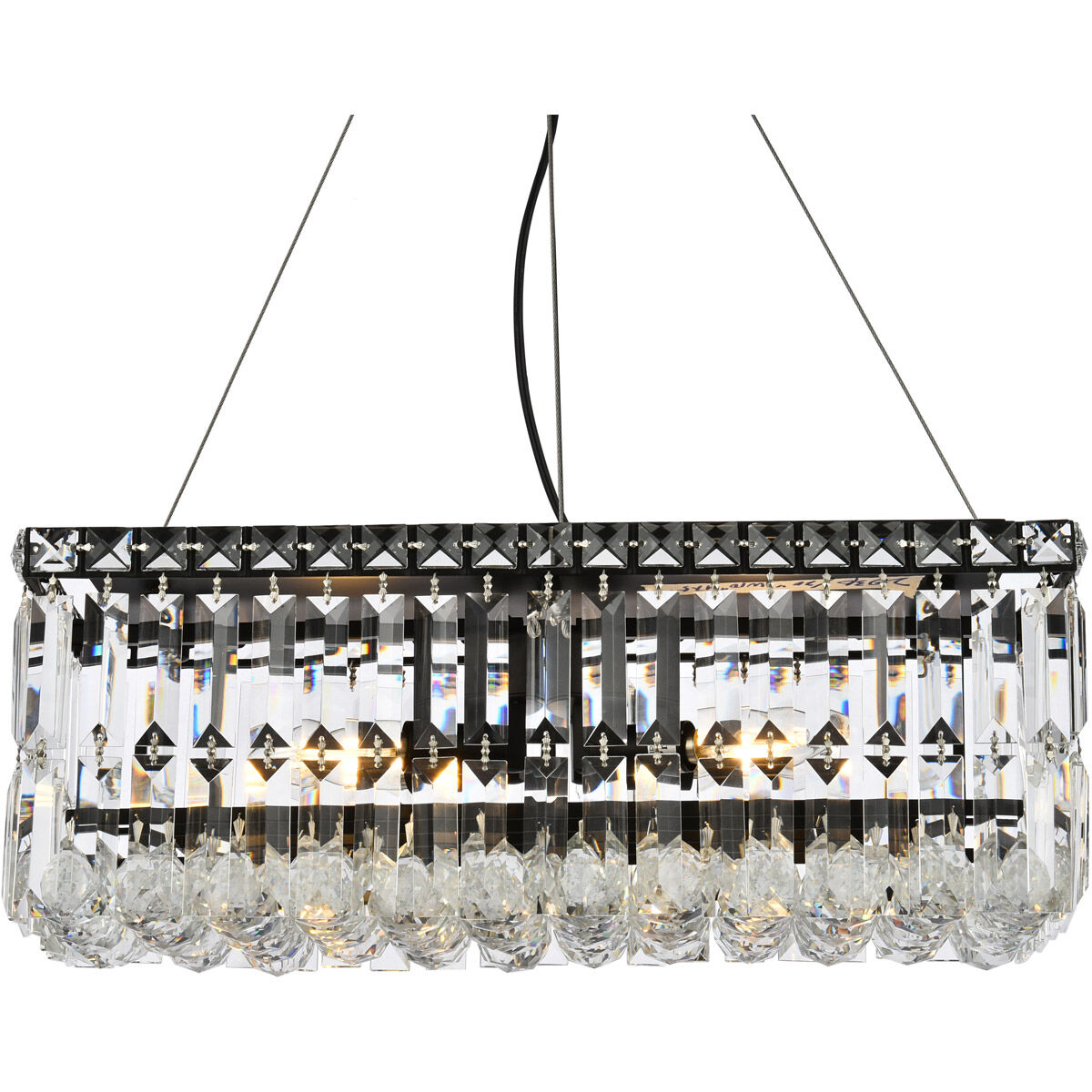 Maxime 4 Light 20 inch Black and Clear Linear Chandelier Ceiling Light in Royal Cut