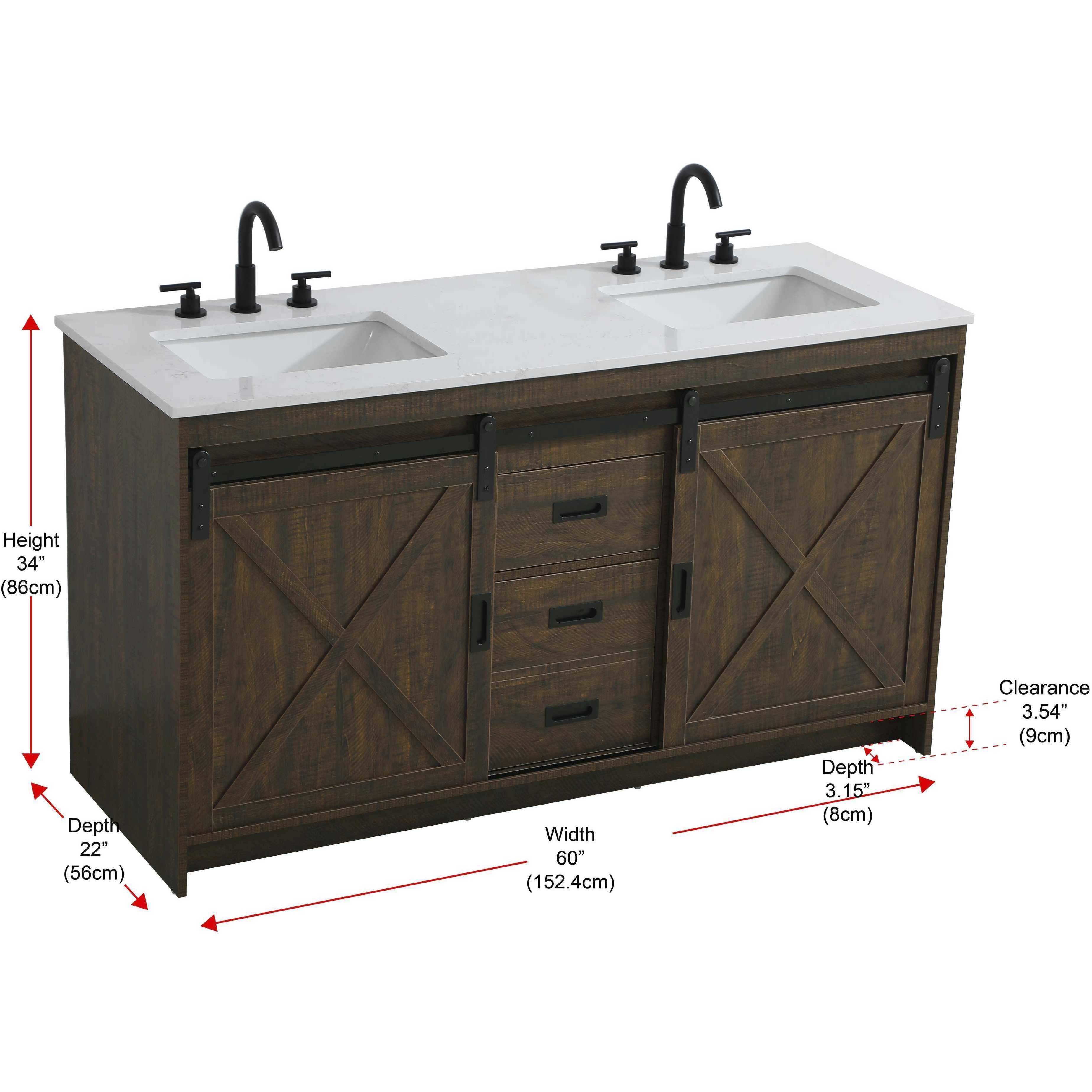 Austin 60 X 34 inch Expresso Bathroom Vanity Cabinet