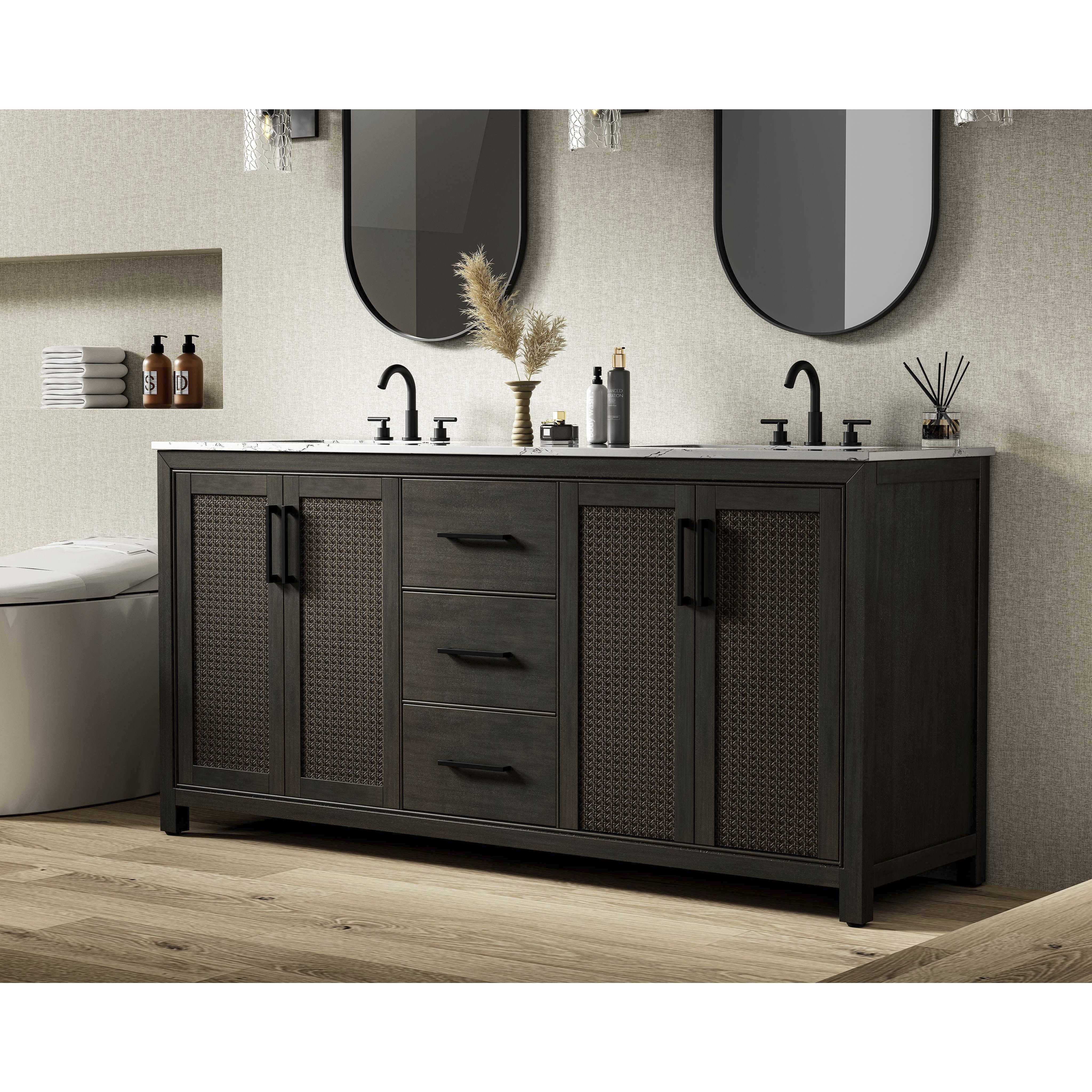 Alina 72 X 34 inch Chocolate Oak Bathroom Vanity Cabinet