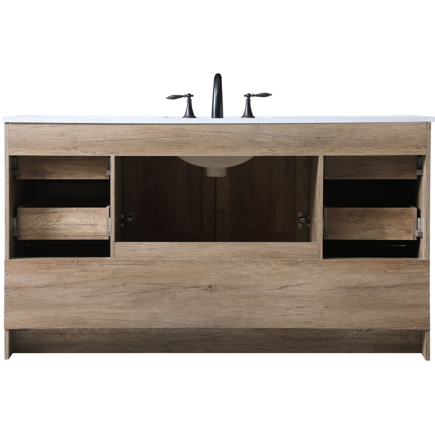 Soma 60 X 19 X 34 inch Natural Oak Vanity Sink Set