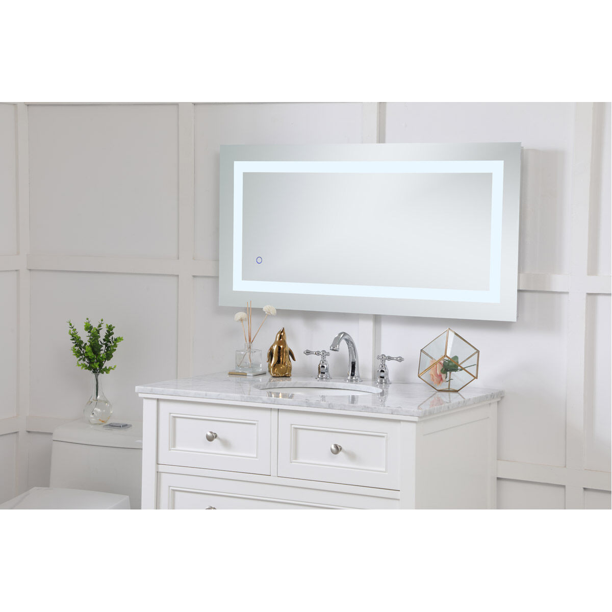 Helios 40 X 20 inch Silver Lighted Wall Mirror