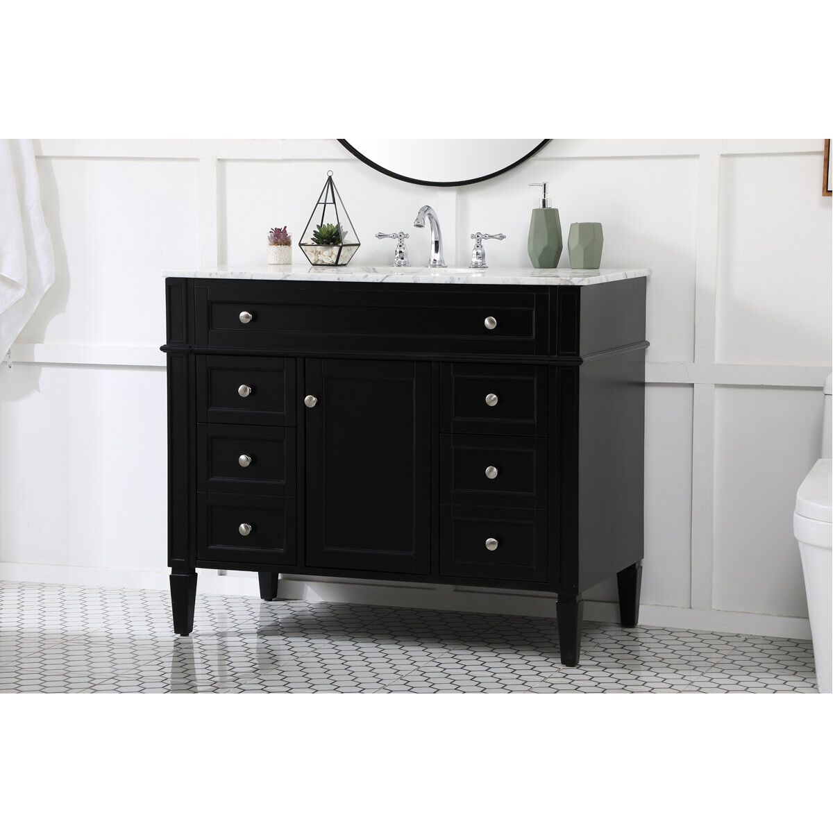 Park Avenue 42 X 21.5 X 35 inch Black Vanity Sink Set
