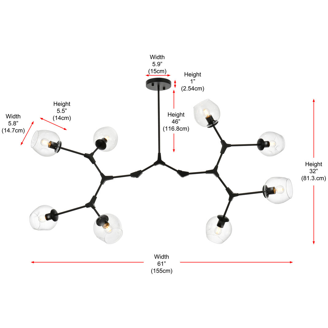 Cavoli 8 Light 32 inch Black Chandelier Ceiling Light