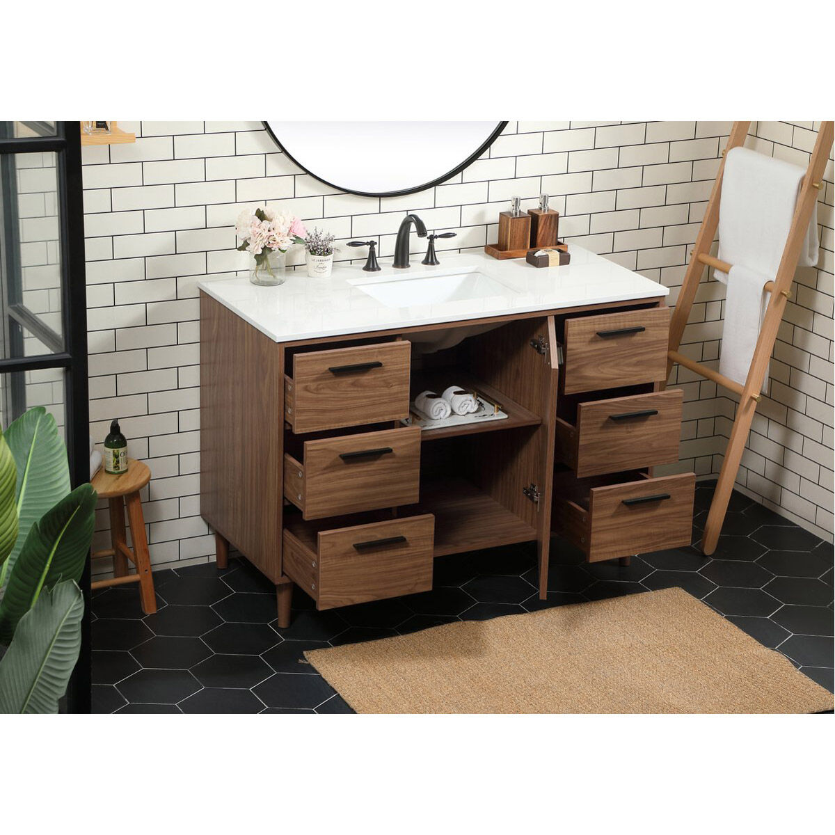 Baldwin 48 X 22 X 34 inch Walnut Brown Vanity Sink Set in Not Included