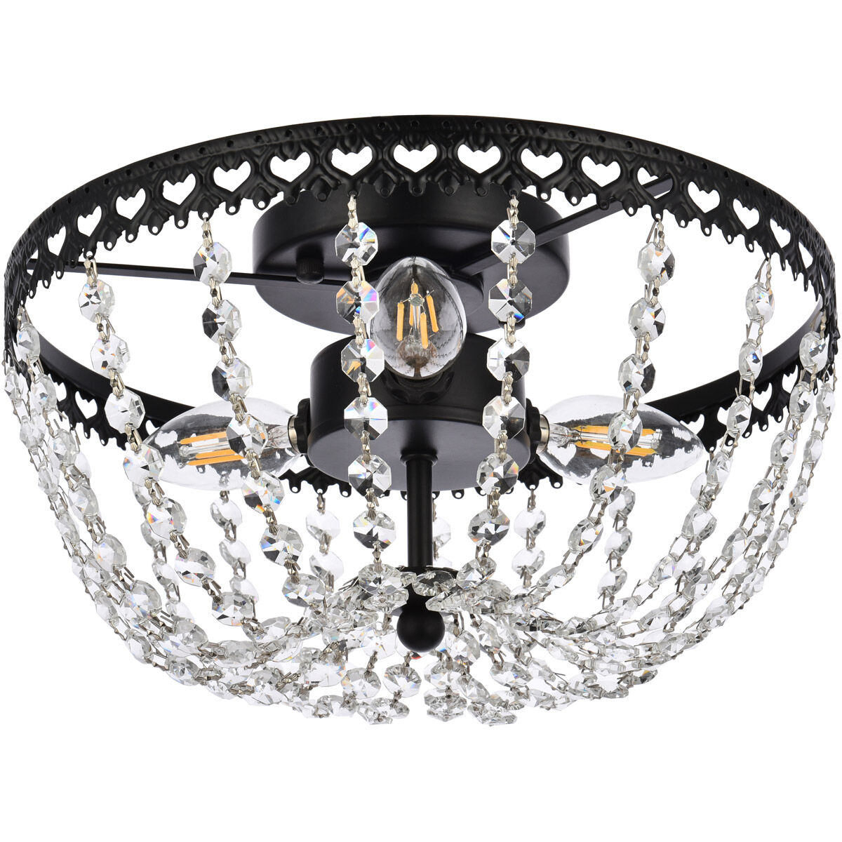 Kylie 3 Light 14 inch Black Flush Mount Ceiling Light