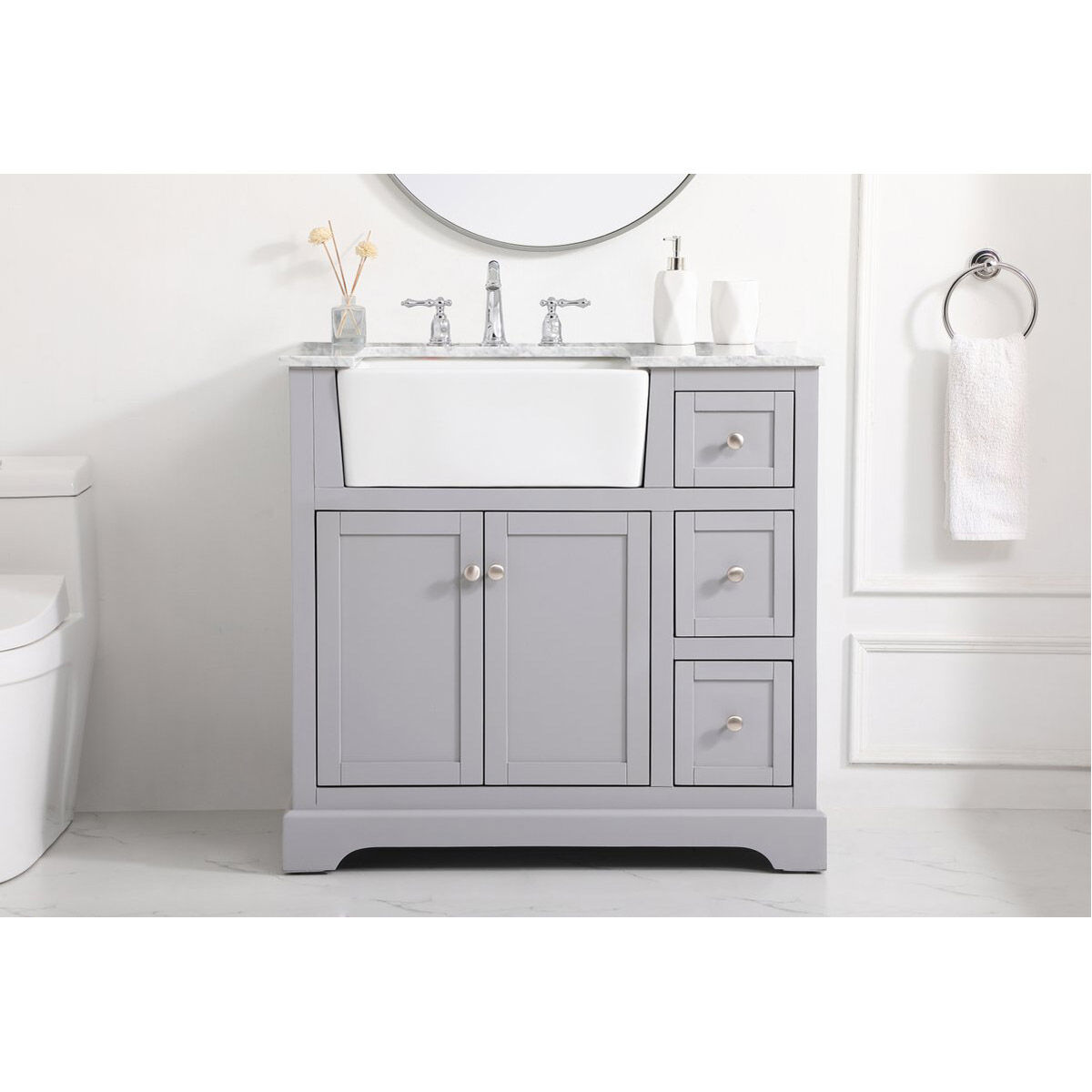 Franklin 36 X 22 X 34.75 inch Grey Bathroom Vanity Cabinet