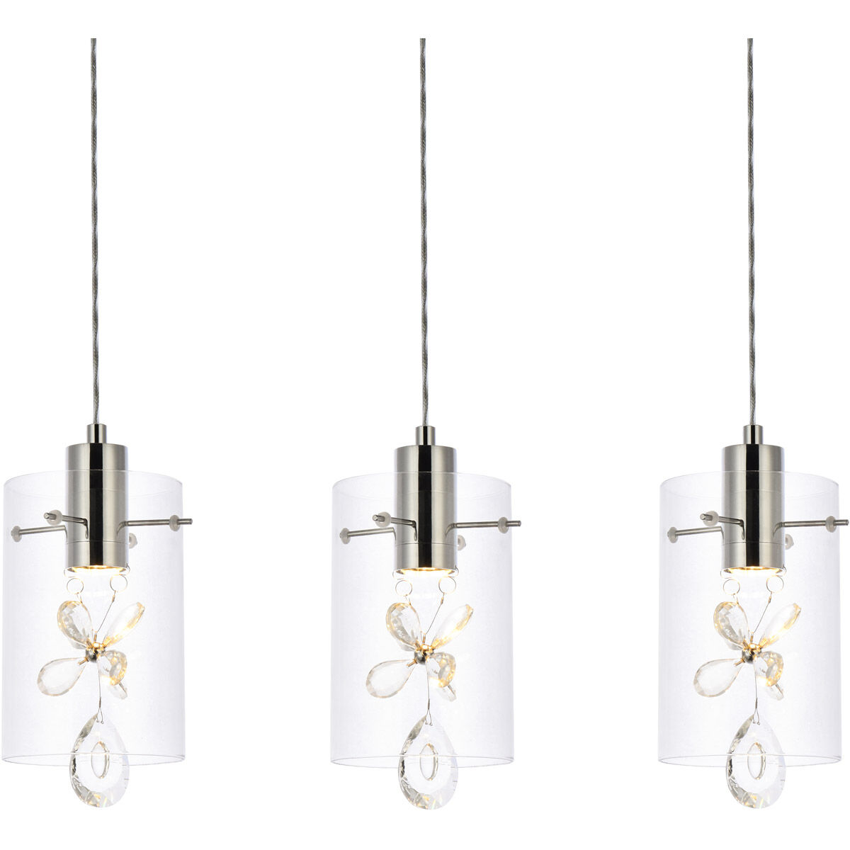 Hana 3 Light 24 inch Chrome Linear Pendant Ceiling Light