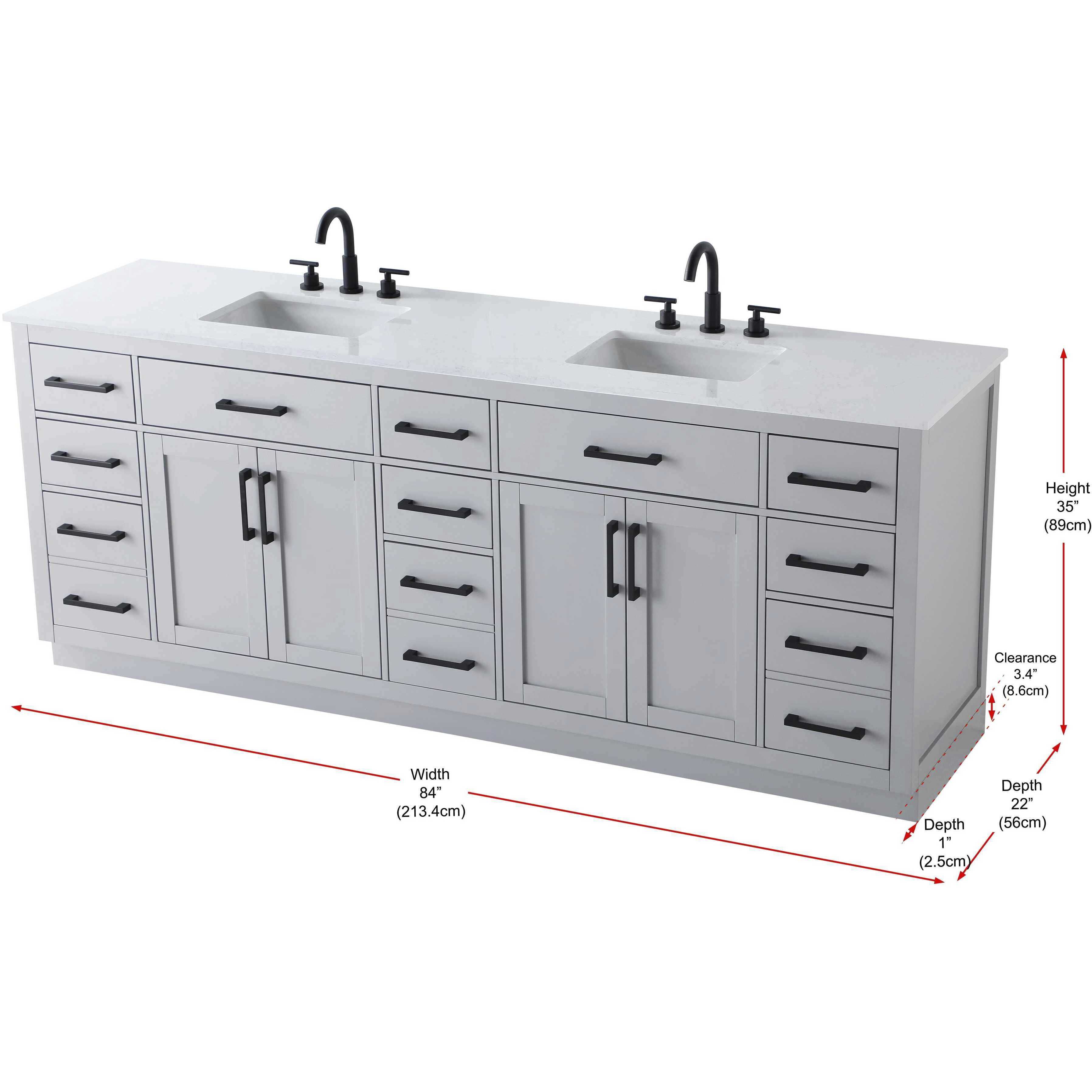 Alden 84 X 35 inch Grey Bathroom Vanity Cabinet