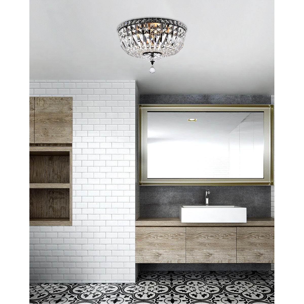 Tranquil 6 Light 16 inch Black and Clear Flush Mount Ceiling Light