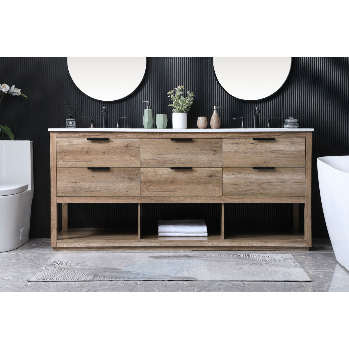 Larkin 72 X 22 X 34 inch Natural Oak Vanity Sink Set