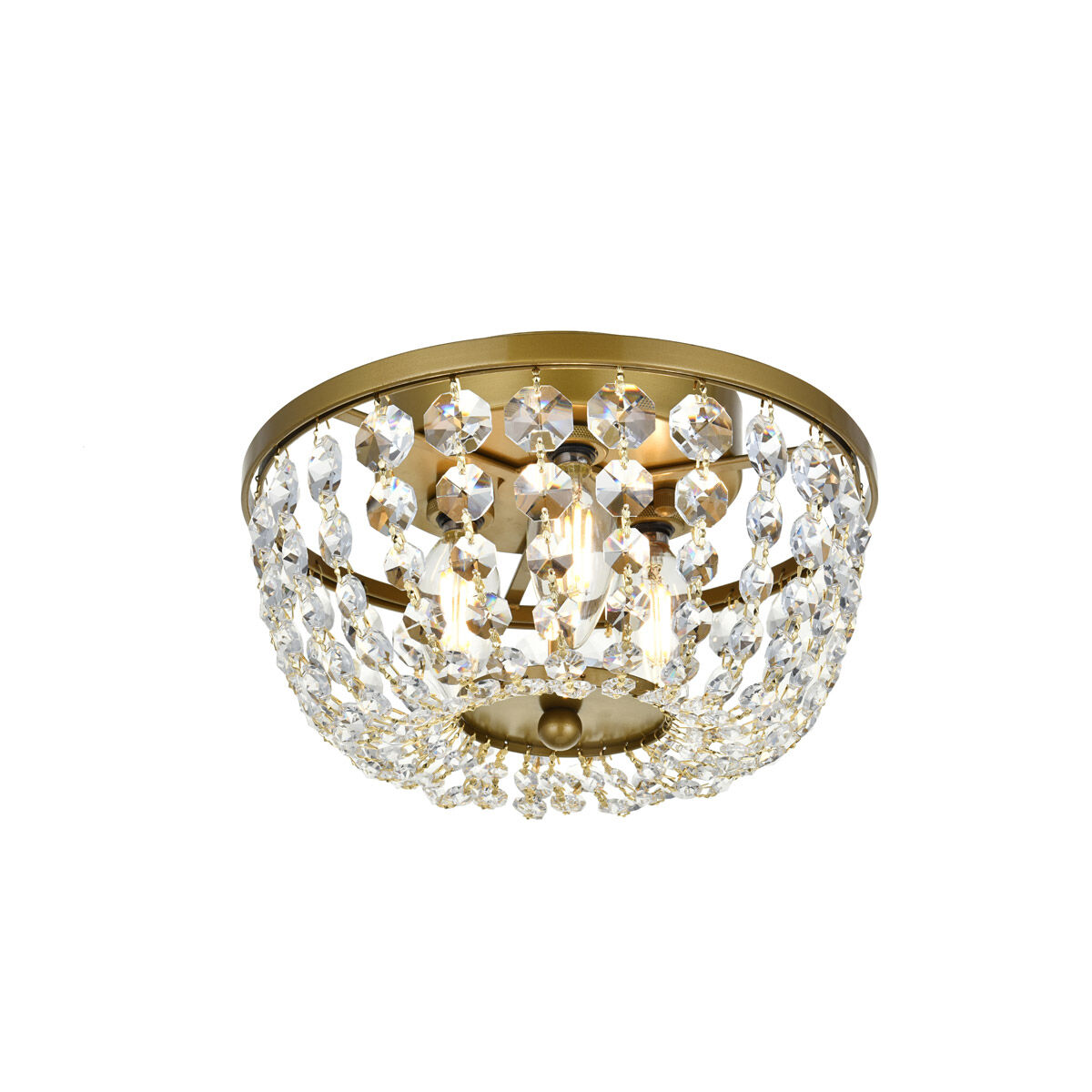 Cora 3 Light 10 inch Brass Flush Mount Ceiling Light