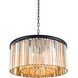 Sydney 8 Light 32 inch Matte Black Pendant Ceiling Light in Golden Teak, Urban Classic