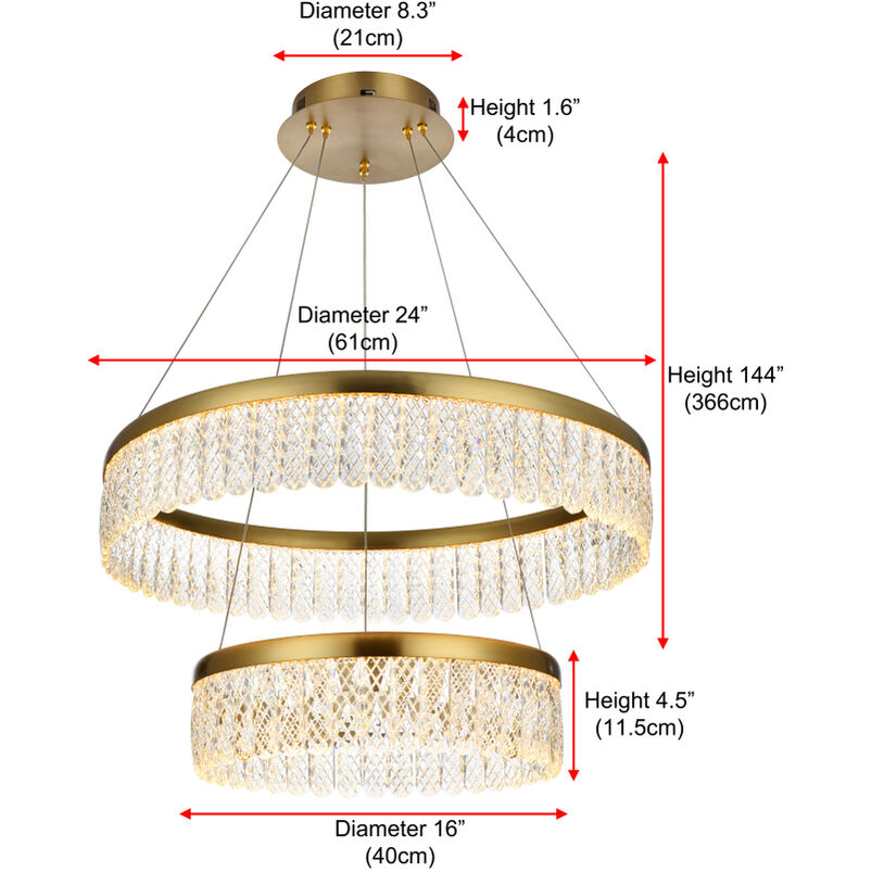 Rune 2 Light 24 inch Satin Gold Chandelier Ceiling Light