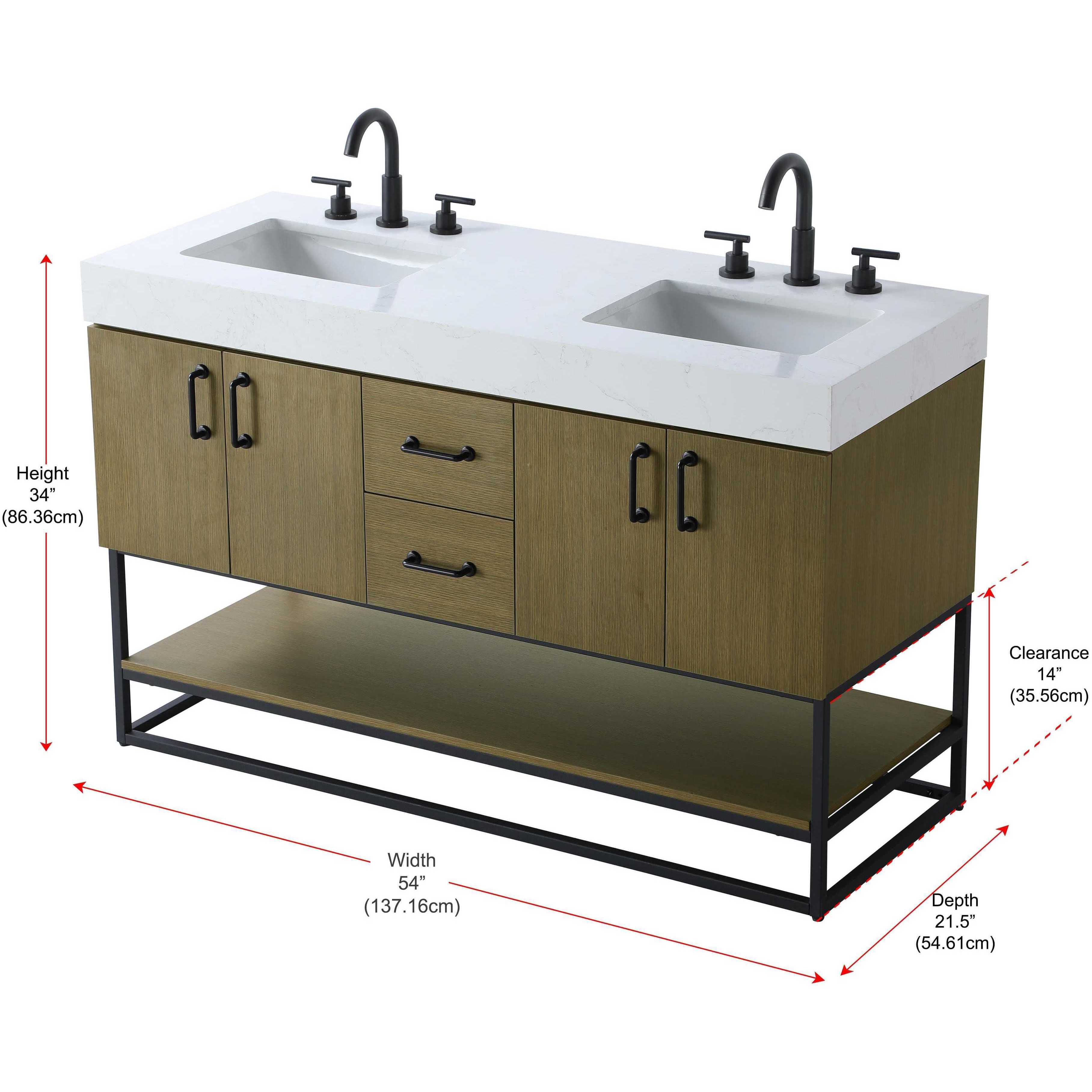 Caroline 54 X 34 inch Chestnut Brown Bathroom Vanity Cabinet