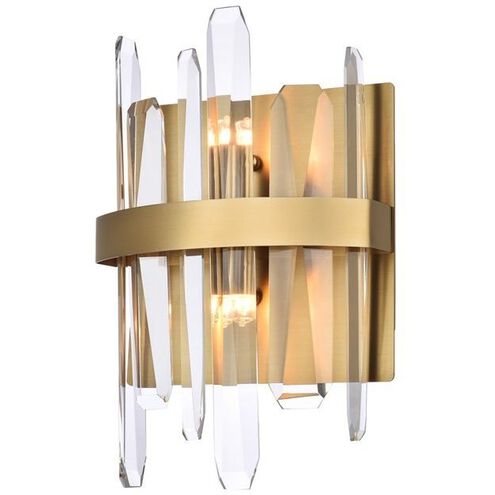 Serena 2 Light 8 inch Satin Gold Bath Sconce Wall Light