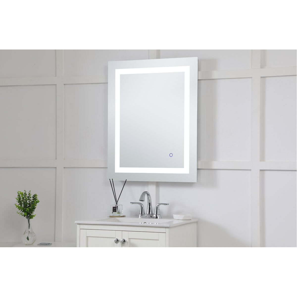 Helios 30 X 24 inch Silver Lighted Wall Mirror