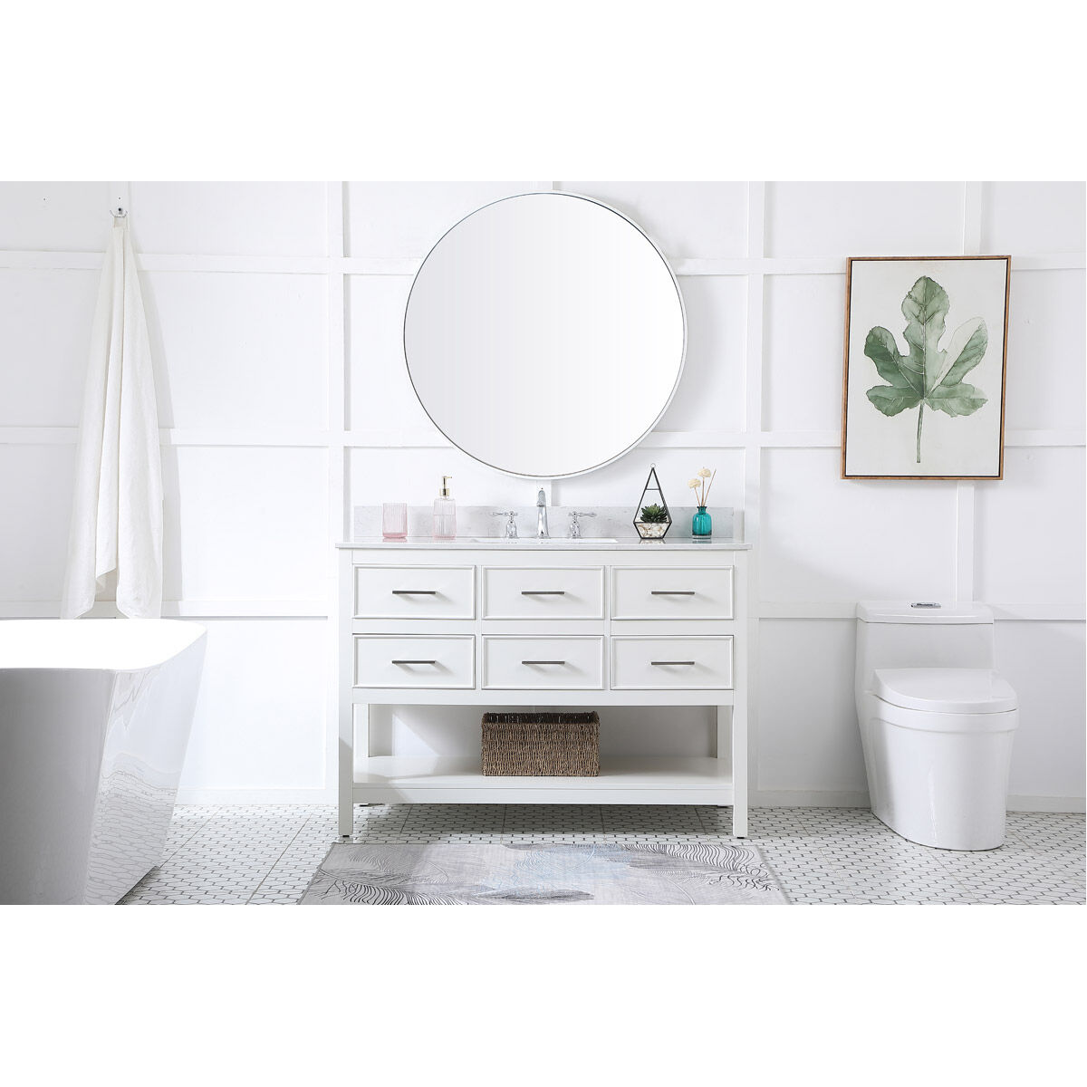 Sinclaire 48 X 22 X 34 inch White Vanity Sink Set