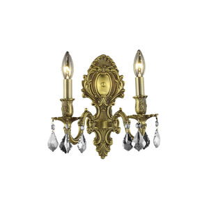 Monarch 2 Light 10 inch French Gold Wall Sconce Wall Light in Clear, Elegant Cut