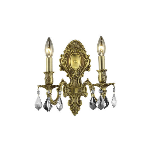 Monarch 2 Light 10 inch French Gold Wall Sconce Wall Light in Clear, Royal Cut