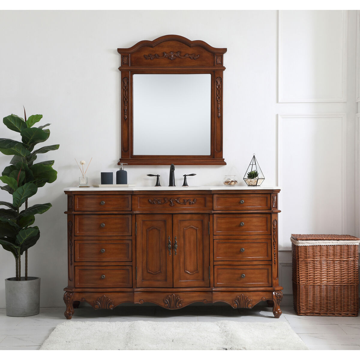 Danville 60 X 21 X 36 inch Teak Vanity Sink Set