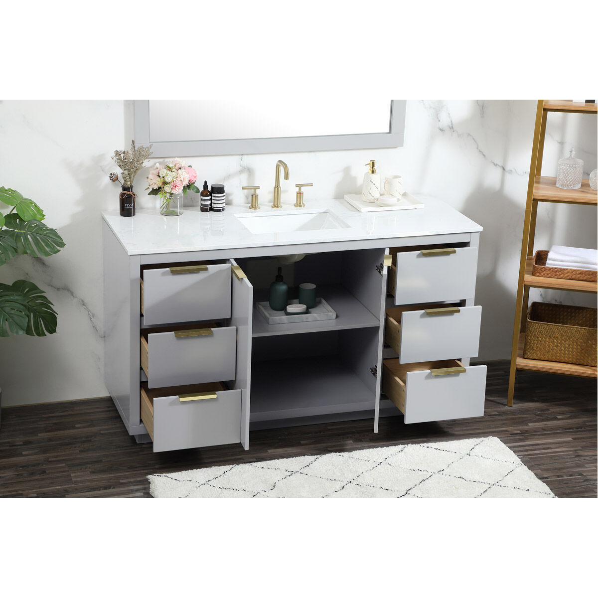 Blake 60 X 22 X 34 inch Grey Vanity Sink Set