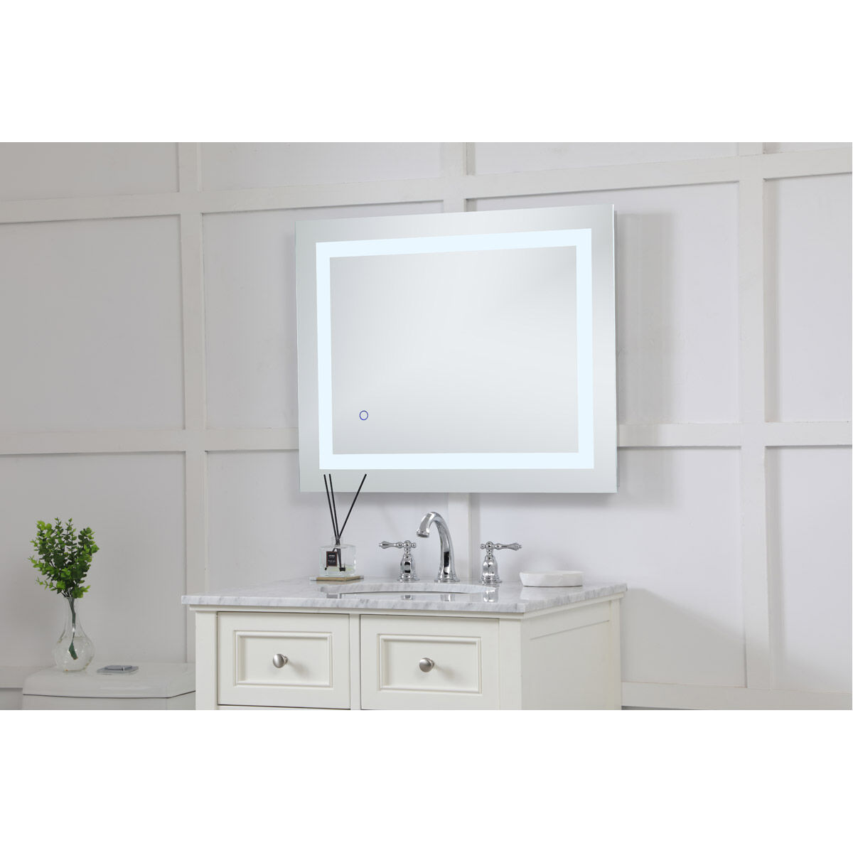 Helios 30 X 24 inch Silver Lighted Wall Mirror