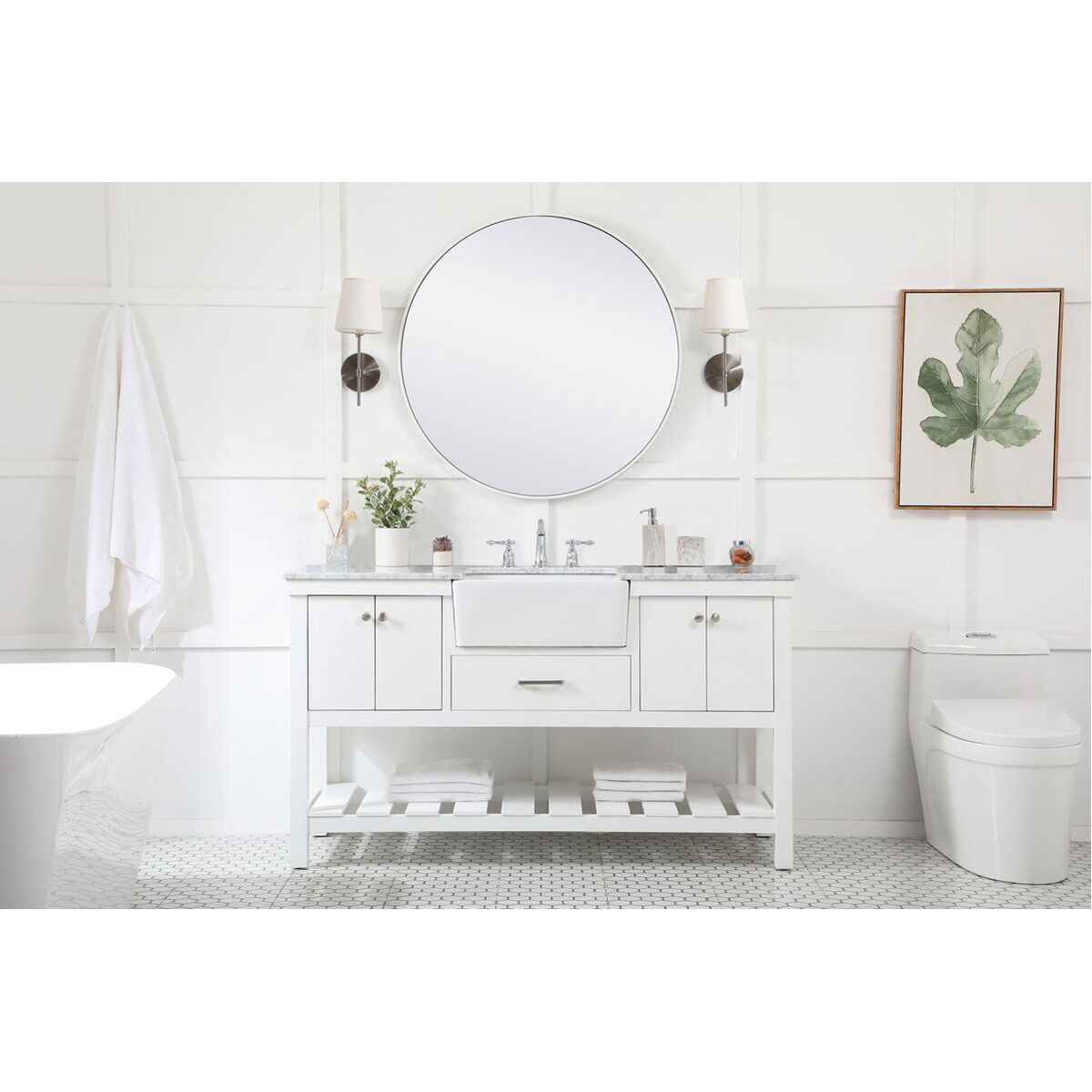 Clement 60 X 22 X 34 inch White Bathroom Vanity Cabinet