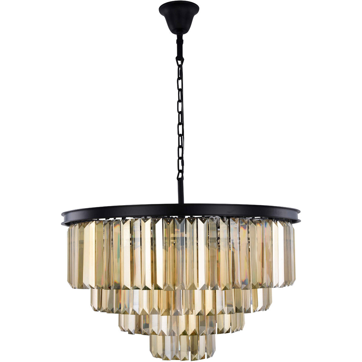 Sydney 17 Light 32 inch Matte Black Chandelier Ceiling Light in Golden Teak, Urban Classic