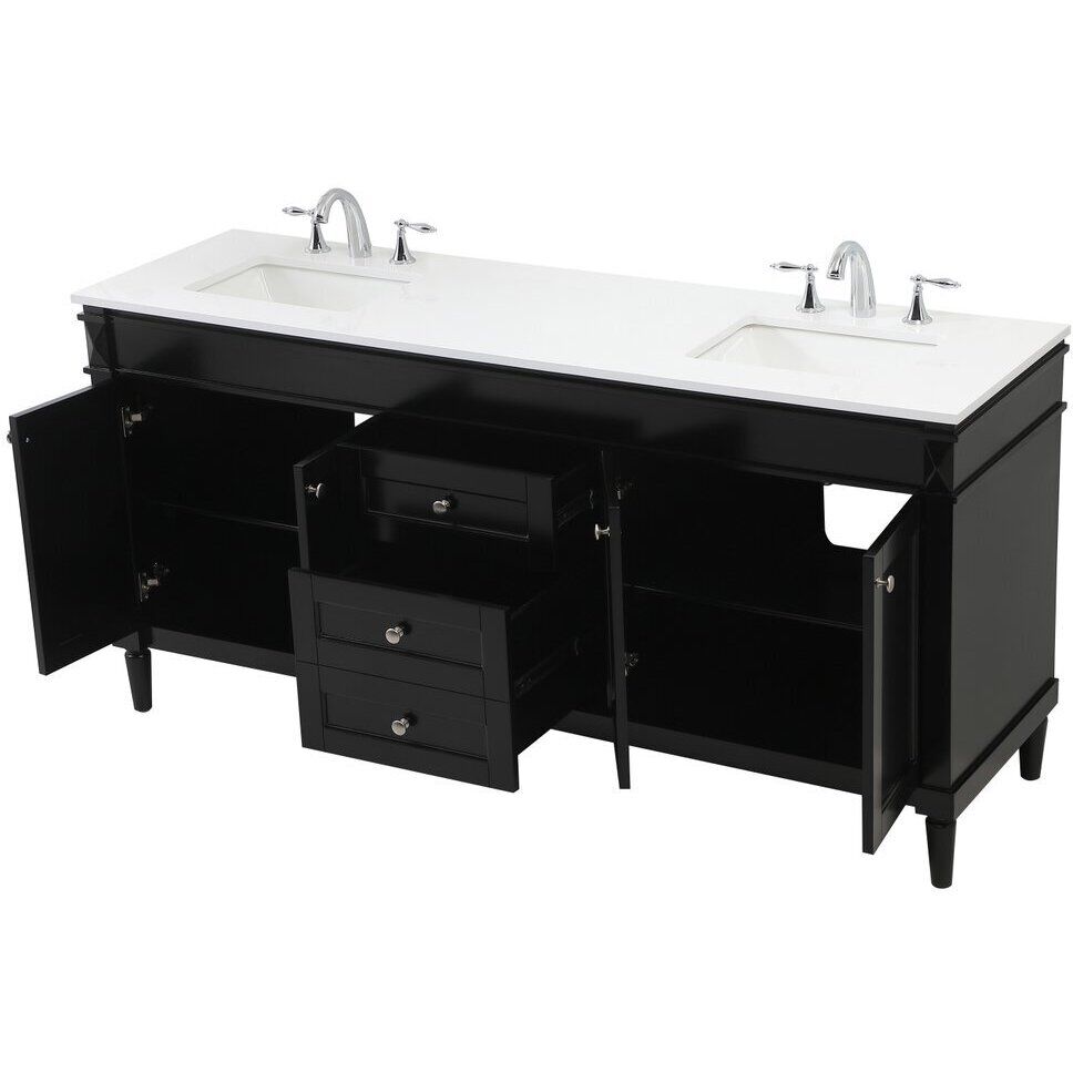 Bennett 72 X 21 X 35 inch Black Vanity Sink Set