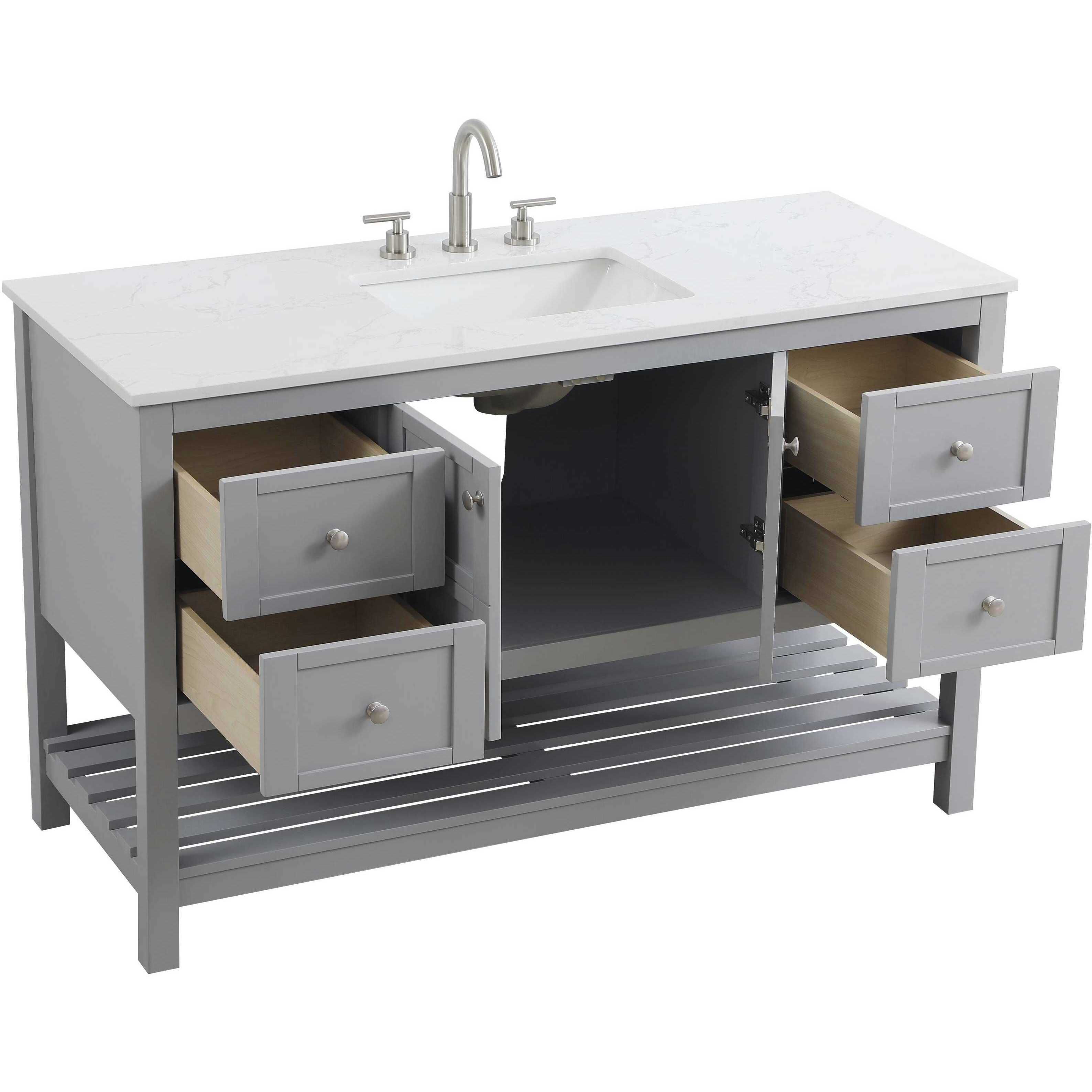 Theo 54 X 34 inch Grey Bathroom Vanity Cabinet