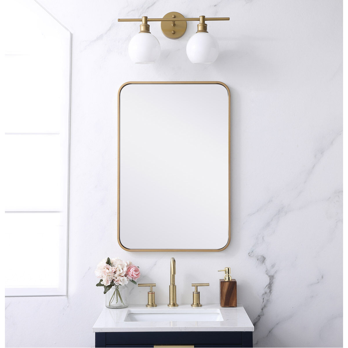 Evermore 30 X 20 inch Brass Mirror