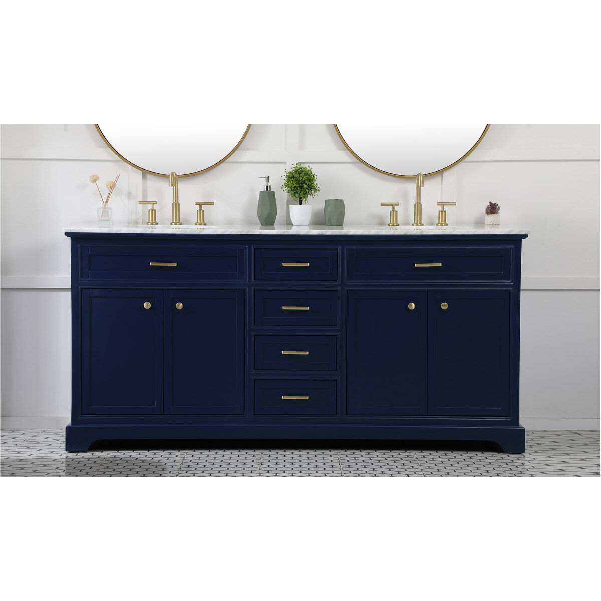 Americana 72 X 22 X 35 inch Blue Vanity Sink Set