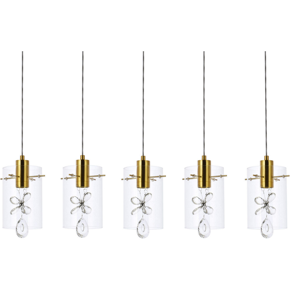 Hana 5 Light 36 inch Gold Linear Pendant Ceiling Light